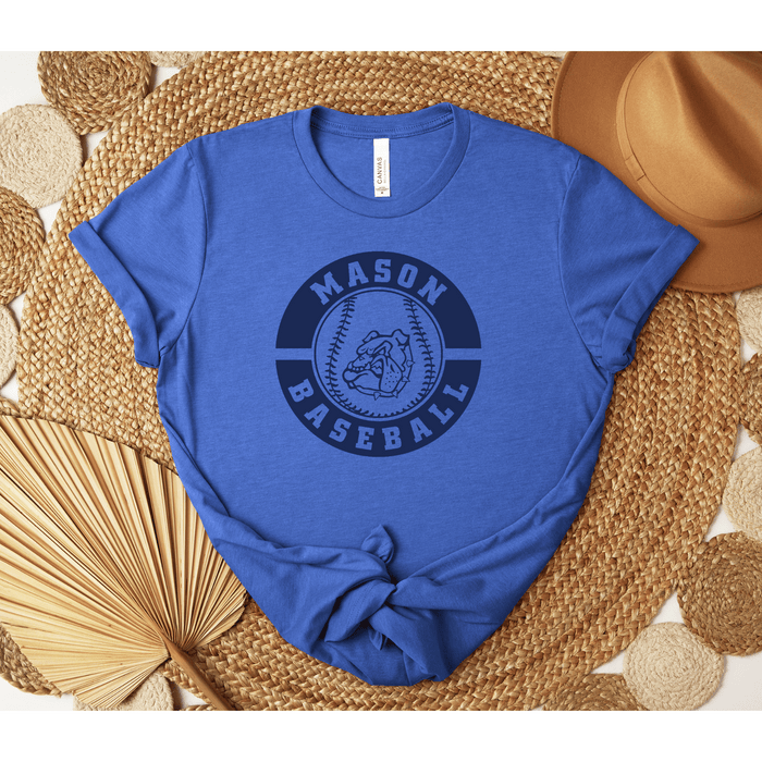 Navy Blue Tonal Mason Bulldog Baseball Tee