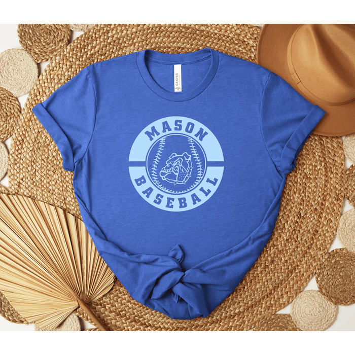 Light Blue Tonal Mason Bulldog Baseball Tee