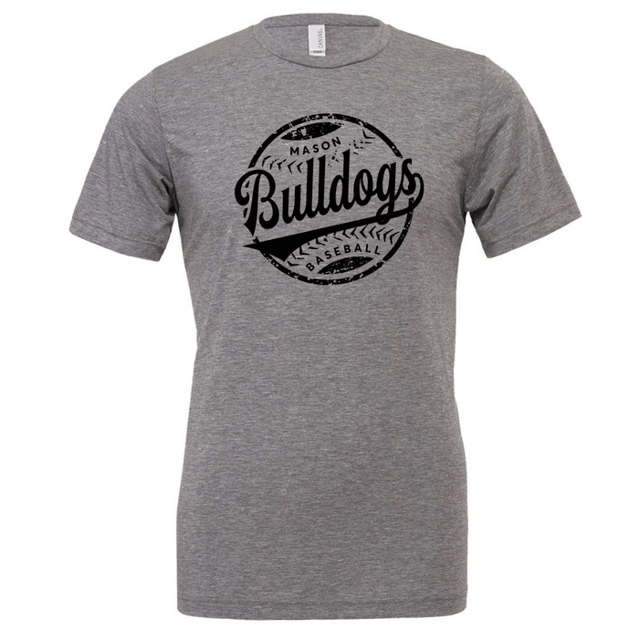 Distressed Mason Bulldog Baseball Tee, Charcoal