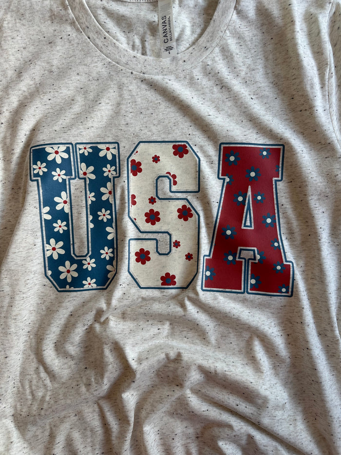 Retro Floral USA Tee